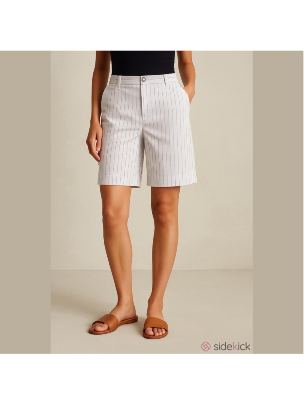 Women's Liz Claiborne Emma White & Black Pinstripe Bermuda Shorts Size 10